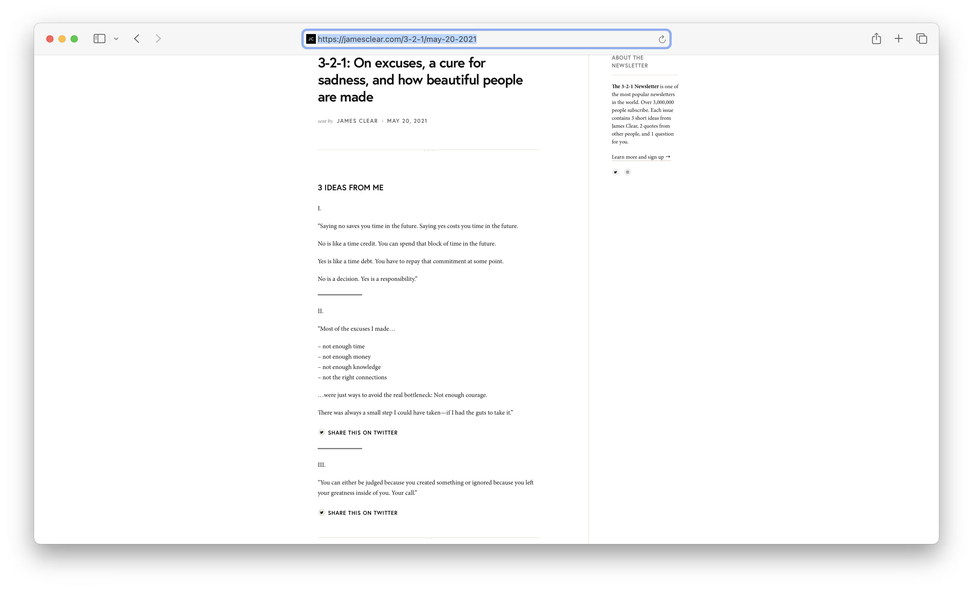 James Clear's May 20, 2021 newsletter