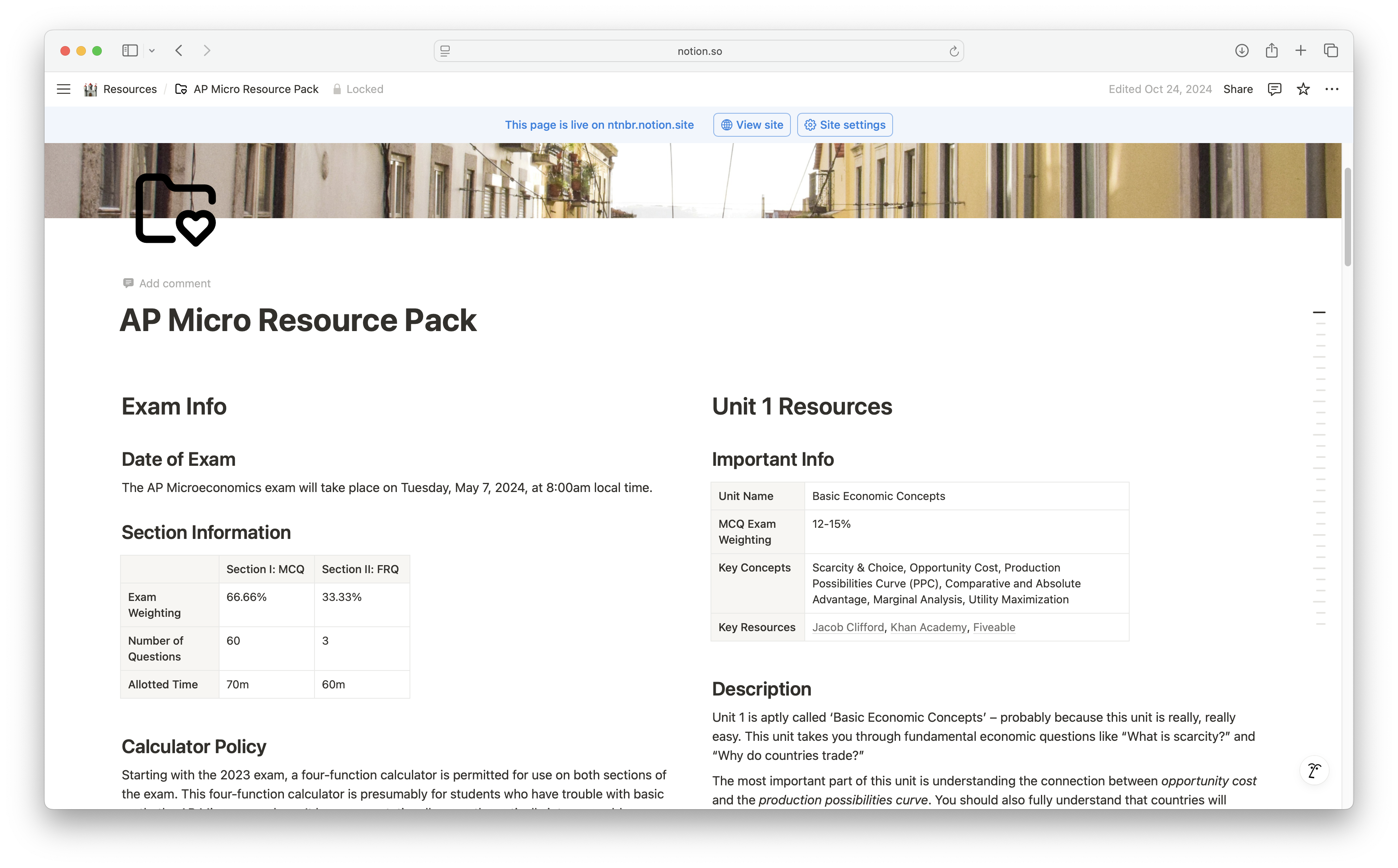 A picture of the AP Micro Notion template.