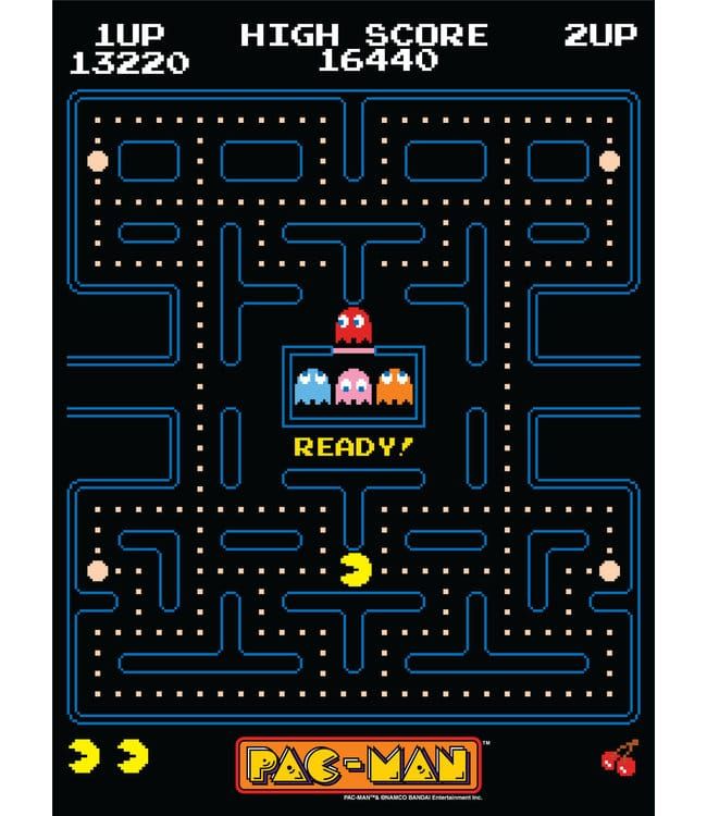 An image of the starting screen in classic Pac-Man.